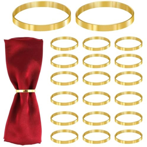 20 Stück Serviettenringe Gold, Serviettenringe Weihnachten, Elegante Metall für Weihnachten, Tischdekoration, Hochzeiten, Familienessen, Restaurants, Bars und Feste