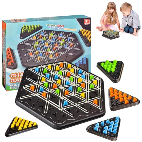 DANCOLOR Strategic Chain Triangle Game, Family Board Games Playing Time For 2 Players To 4 Players, Christmas Birthday Party Games Educational Toy For Ages 10,Ages 8,Ages 6,Ages 3 Year Olds Boys Girls