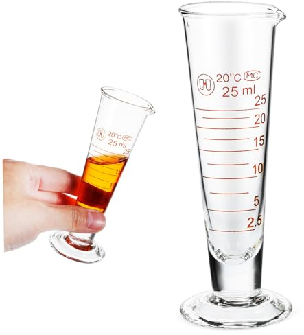 TOGEVAL Vaso Medidor De Vidrio Pequeño 25 Ml, Probeta Graduada Resistente a Altas Temperaturas, Exacta y Compacta Para Laboratorio y Cocina, Herramienta Práctica De Medición