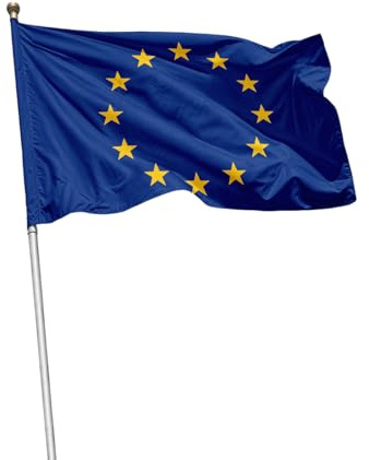Bandiera Europa 60x90 cm in tessuto nautico | Blu con stelle dorate | Bandiera europea resistente per eventi istituzionali, scuole e balconi