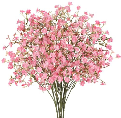 N&T NIETING Schleierkraut Künstlich 6 Stück Fake Deko Blumen Künstliche Blumen Gypsophila für DIY Hochzeit Party Tisch Centerpieces Blumenarrangements Party Büro Zuhause Dekoration(Rosa)