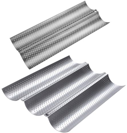 EPIGEIST 2 pièces Moule à Baguette Anti-adhésif Plaques Pâtisserie Acier Inoxydable Résistant Chaleur Pour Maison et Boutique de Boulangerie