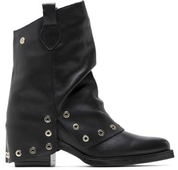 Porronet Botas Doble Faz De Piel Negro Con Tachuelas Flavia