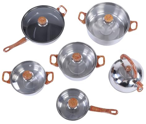 Luocute Batterie de Cuisine en Acier Inoxydable, Casseroles et Poêles Antiadhésives, Batterie de Cuisine Hybride en Céramique, Poêles à Frire, Casseroles, Marmite avec Couvercle, pour