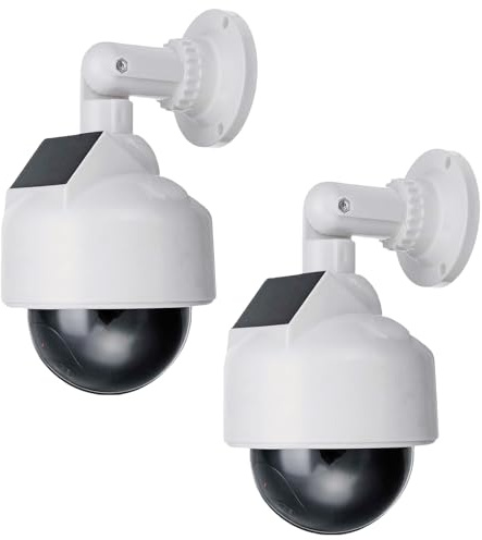 Porfoyo 2 stycken Dummy Dome-kamera, Abs plast dummy kamera, Ip65 vattentät, soldrift och Aa-batteri, 180° justerbar övervakningskamera, Speed Dome-kamera, för inomhus- och utomhusbruk, vit