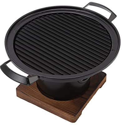 Griglia Hibachi, griglia a carbone portatile barbecue da tavolo giapponese base in legno senza fumo per campeggio, picnic, giardino, feste in spiaggia