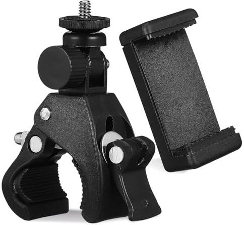 SAFIGLE Mikrofonständerhalterung mit 180° Drehbarem Kopf Verstellbare Handyhalterung aus Robustem Material Sichere Klemme für Smartphones Kompatibel mit Verschiedenen Mikrofonstativen