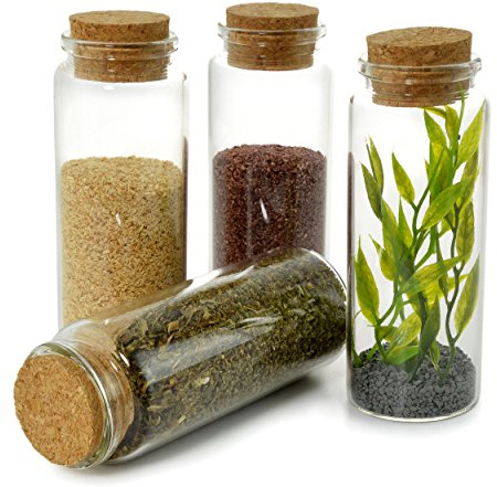 Ganzoo Mini-Fläschchen Set aus Echtglas mit Korken, Apotheker-Fläschchen/Spundflasche für Dekoration, Basteln und Aufbewahrung kleiner Mengen, 4er Set XL 150 ml