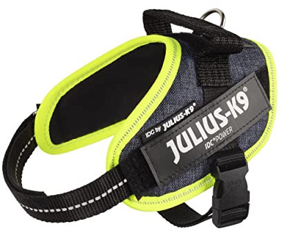 Julius-K9, IDC Powergeschirr, Größe: XS / Mini-Mini, Jeans mit neon Randverzierung