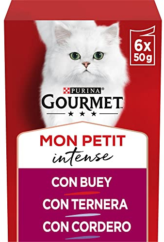GOURMET Mon Petit, Comida Húmeda para Gato Adulto, Trocitos en Salsa, Surtido de Buey, Ternera y Cordero, 8 Packs de 6 Sobres de 50 g. (48 sobres)