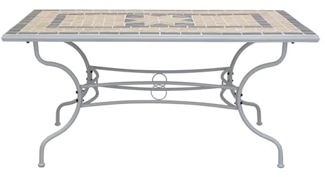 milani home VENTUS - set tavolo in alluminio e teak cm 160 x 90 x 74 h con 6 sedie Ventus