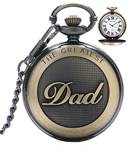 SRXWO Montre de Poche pour Homme, Montre a Gousset Homme à Quartz avec chaîne, Pendentif Montre de Poche avec Chiffres Romains pour Homme Papa Idee Cadeau Anniversaire fête des pères Montre