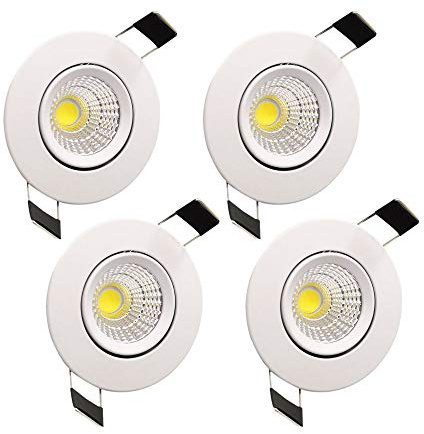 ZDPCYT LED Downlight 110V Dimmable 3WCOB CRI80 LED Spotlight Lamp 2 inch Down Lights Adjustable Recessed Lighting Fixture &Trim Lighting t Pack of 4 with Driver (Nature White(4000-4500K))