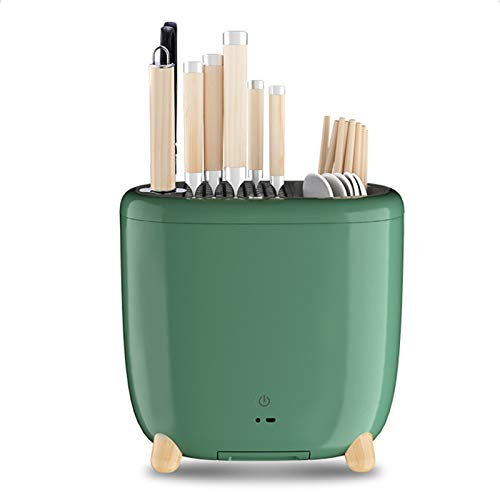 Ceppo coltelli Vuoto Sterilizzabile Ceppo portacoltelli Universale Spegnimento automatico con funzione di asciugatura, per Tenere in Ordine coltelli Utensili da Cucina Attrezzi,Verde