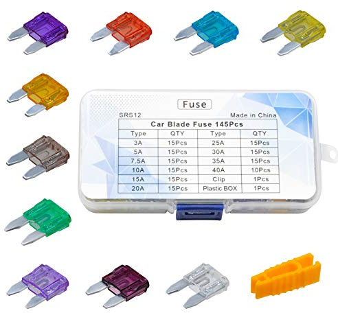 Road Passion 145pcs mini sicherungen kfz flachsicherung kfz auto sicherheit motorrad sicherungen set 3A 5A 7.5A 10A 15A 20A 25A 30A 35A 40A