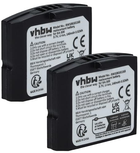 vhbw 2X Batterie Compatible avec Siemens RR 832 | RR 842, Set 832 TV, Set 842 TV casque audio, écouteurs sans fil (140mAh, 3,7V, Li-polymère)
