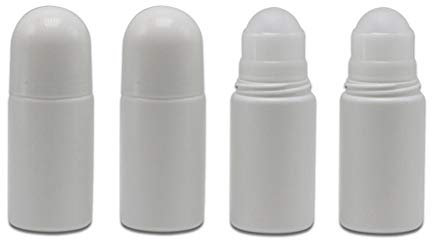 4Pcs 50ml/1.7oz Empty Refillable Plastic Roll On Bottles Deodorant Bottles Container with Plastic Roller Ball For DIY Deodorant Aromatherapy Perfume