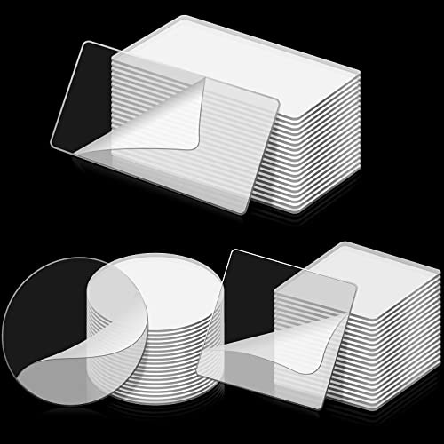 60 Pcs Double Sided Adhesive Pads for Mounting Square Round Sticky Tape Clear Self Adhesive Gel Mounting Pads Waterproof Removable Sticky Gel Transparent for DIY Craft, Home Office Poster, Carpet, Rug