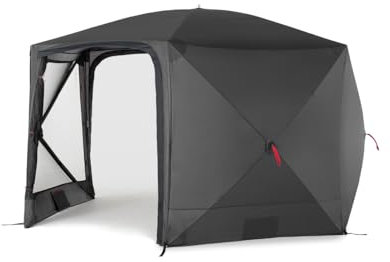 qeedo faltbares Schnell-Aufbau Pavillon mit UV-Schutz, wasserabweisend (3,7 x 2,2 m) inkl. Sturmleinen & Stahl-Heringe, Camping Vorzelt Event Shelter - Quick Hub Hex