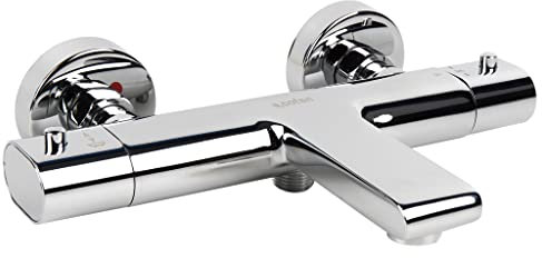 Cofan Grifo para Bañera | Termostático | Modelo Matheson | Fabricado en Latón con un Acabado cromado y la Manija de ABS