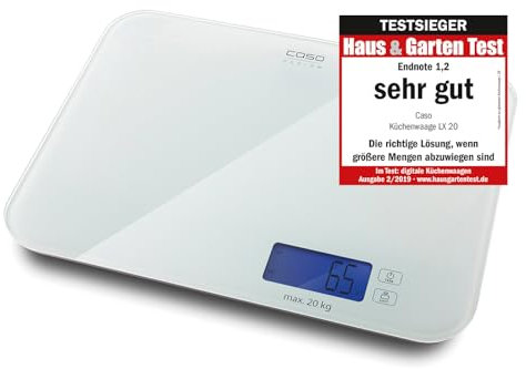 CASO LX 20 - Design Küchenwaage, Testsieger Haus & Garten Wiegeskala bis maximal 20 kg, wertige Glas-Wiegefläche, Präziser Wiegesensor in 5 g-Schritten