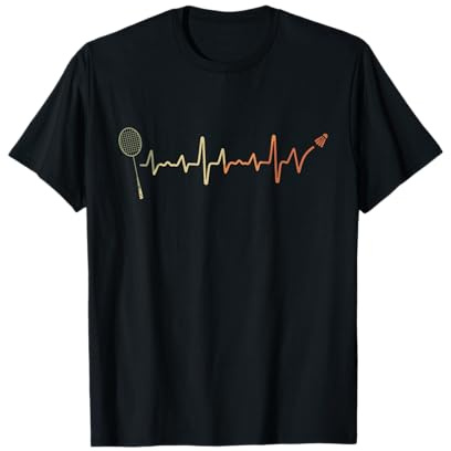 Badminton Herzschlag Federball EKG Badmintonspieler T-Shirt