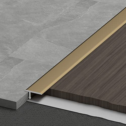 LAIDEPA Abdeckleisten Für Fußböden, T Type Metall Innen Außen Dekorativ Übergangsschiene, Aluminium Übergangsprofil, Zimmer Übergangsleiste, Schnelle Montage,Matte Gold,120cm/47