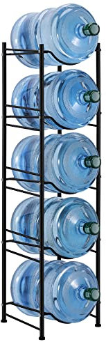 smusei Wasserflaschenhalter, 5 Etagen, abnehmbarer Kühlkrughalter, Aufbewahrungsregal, robuster Krug-Organizer für Zuhause, Küche, Büro, Pausenraum, Schwarz