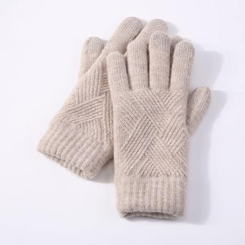 ATMACA Guanti Uomini Donna Inverna Inverno Doppio Strapo Caldo Colda Colla Fultto Mintuto Maschio Screen Screen Sched Velvet Cicling-Beige,One Size