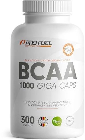 BCAA Kapseln 900x vegan - hochdosiert mit 8000 mg BCAA im optimalen 2:1:1 Verhältnis - Giga-Caps mit 1000 mg B.C.A.A. - essentielle Aminosäuren Leucin, Isoleucin & Valin - 3x300 Kapseln