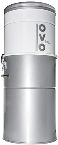 OVO 700 Airwatts-Sistema de vacío Central de Alta Resistencia, filtración híbrida (con o sin Bolsas Desechables) Cubo de Polvo de Carga Inferior de 35 L o 9.25 galones, Blanco