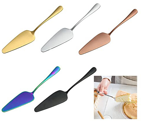 Floatdream 5 Stück Edelstahl Tortenheber, Kuchenheber mit Feinem Wellenschliff, Mehrfarbig Kuchenschaufel, Eine breite Palette von Farben für Geburtstags-, Party- und Banketttorten