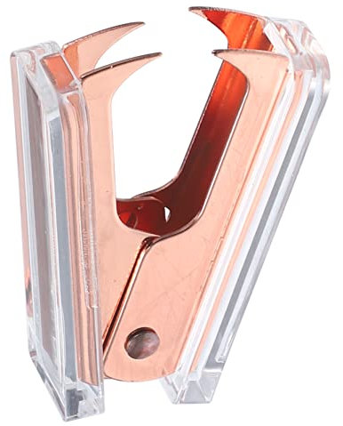 DOITOOL Kleiner Multifunktionaler Hefterentferner Aus Transparentem Acryl Mit Roségold Ergonomisch Tragbar Effizientes Büro Schulzubehör Für Schonende Entfernung Von Tackerklammern