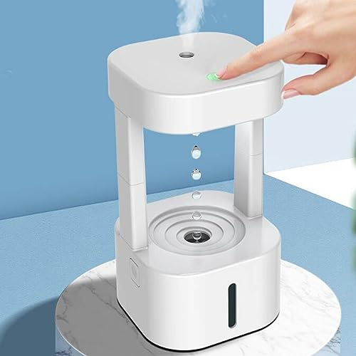 Humidificador de Aire con Gotas de Agua Antigravedad de 580 Ml, Humidificadores de Niebla Fría con Luces LED, Humidificadores de Niebla Fría Antigravedad para Dormitorio, (Luz