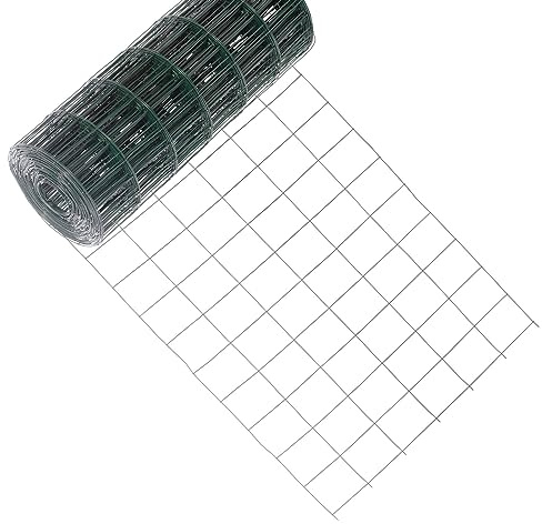 Garmix Gartenzaun Maschendraht Gitterzaun Wildzaun Schweißgitter Grün 25m 7,5x10cm 2,10mm (100 cm)