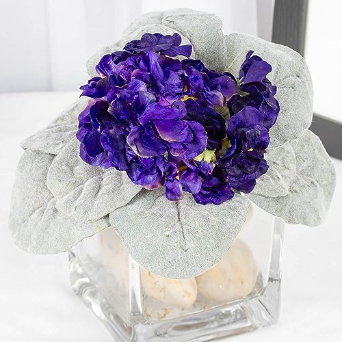 Factory Direct Craft Lifelike Purple African Violet Silk Flower Bush - Artificial Polysilk Violet Houseplant (8 inches)