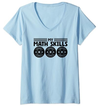 Bodybuilder Weightlifter Gear Weight Plates Math Lover V-Neck T-Shirt
