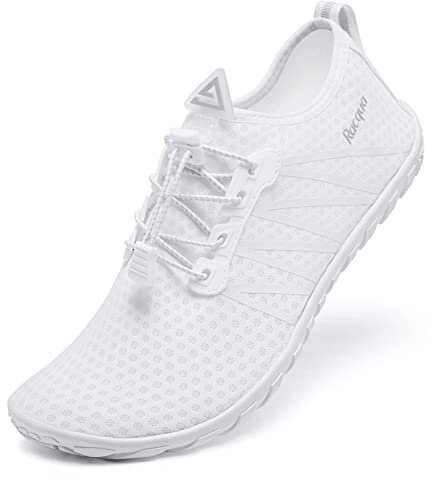 Racqua Water Shoes Diving Non Slip Hiking Breathable Quick Dry Lightweight Shoes Beach Swim Sea Aqua Surfing Wet Boating Shoes for Women Men White 7