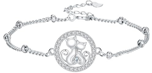 Hifeeled Pulsera Mujer Plata de Ley 925 Colgante Animales Ajustable 16cm+4