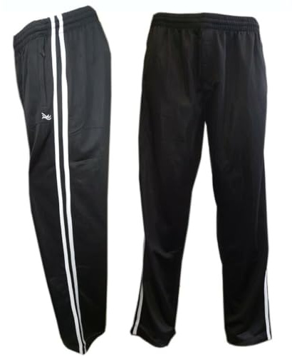 Mens Elasticated Tracksuit Trackie Bottoms Silky Joggers Jogging Gym Sports Running Striped Comfy Pants Trousers S-6XL (UK, Alpha, L, Regular, Regular, Navy Blue)
