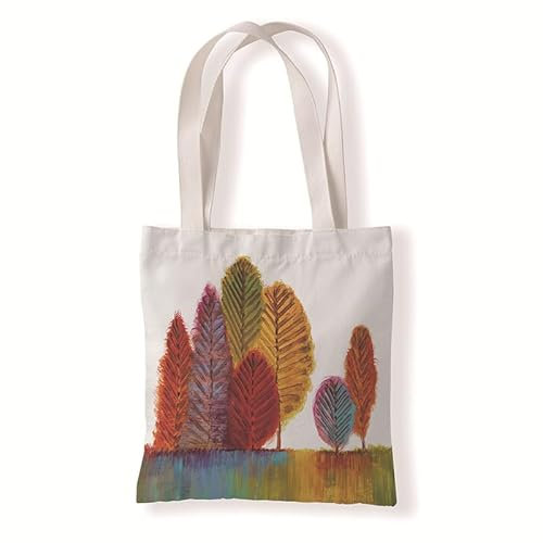 Jutebeutel Roter Baum Gelb Tote Bag Baumwolle und Hanf Stoffbeutel Große Kapazität Stofftasche Faltbar Jutetasche Langlebig Baumwolltasche Bedruckt Stoffbeutel zum Bemalen Waschbar 30x40cm/1 Pcs