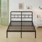 Lutown-Teen Metallbett 140x200 cm mit Lattenrost, Höhe 36cm Bett 140x200 mit Kopfteil, Metall Bettrahmen mit Großer Stauraum unter dem Bett, Geräuschfrei, Einfacher Aufbau, Schwarz