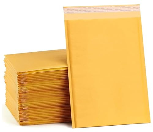 SMART BUYS Gold Padded Envelopes Sz.5-E2 (220x265mm) - 50 Pack - Premium Shipping Mailers for Secure Packaging of Electronics, Books, and Magazines