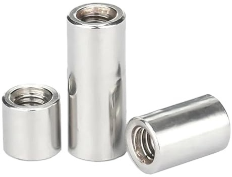 304 Edelstahl M2-M16 Verlängerung verdicken runde Säulenverbindungskupplungsmutter zylindrische Verbindungsmutter, Silber, OD5xM2,5x4 (10 Stück)