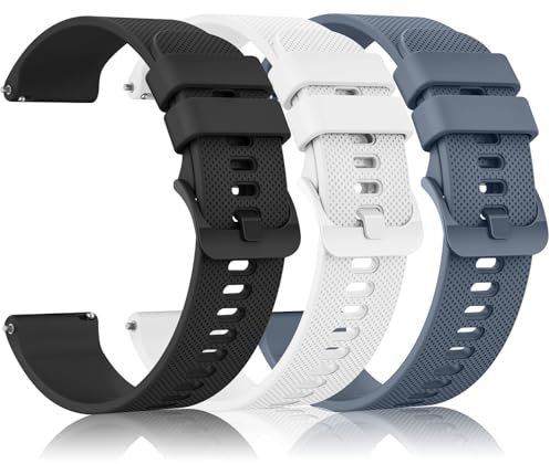 Tobfit Garmin Armband 20mm für Venu Sq und Venu 2 Uhrenarmband, 3 Stück Silikon Ersatzarmbänder