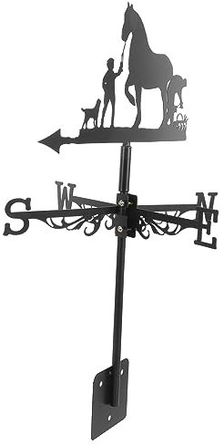 TOGEVAL Girouette de Jardin Vintage en Fer Noir, Indicateur Directionnel Vent pour Toit, Décoration Extérieure de Jardin