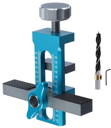 Cabinet Door Positioning Tool, Adjustable Hardware Jig, Aluminum Alloy Clamp, Vertical Range, 40mm Plate Grip, Precise Mounting for Home and Restaurant Drawers