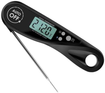 LIFKOME Digital Instant Read Meat Thermometer Cooking Probe with Stainless Steel Long Probe and Accurate Temperature Measurement for Ham and Pork Black, for Baking Lovers and Grilling