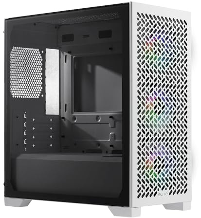 Cooler Master Elite 302 White Micro-ATX High Airflow Minimalist PC Case, 365mm GPU Max, Compatibile RTX 5080|RX 7090 XT, 280mm AIO Max, Type C, vetro temperato, tripla ventola aRGB PWM da 120 mm
