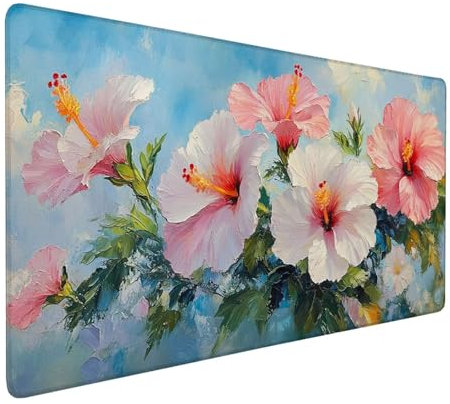 Mouse Pad Pink Desk Mat 1200x600mm Gaming Mouse Pad Plants (5) Mousepad Large with Anti-Slip Rubber Base,Waterproof Mousemat Durable Gaming Mat Desk accessories for Office Decor,Gifts for Woman J1-900
